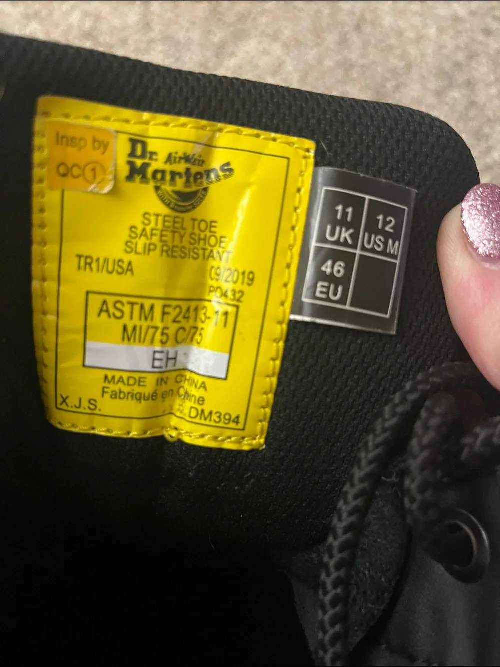 Dr. Martens Black Industrial Steel Toe Lace-Up Ankle Boots